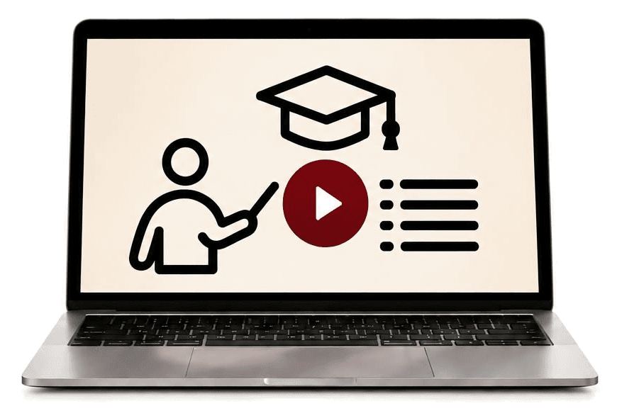 Laptop showing a course lesson